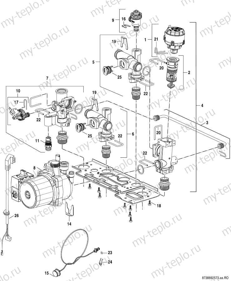 Запчасти для Buderus Logamax U072-24: схема Запчасти Buderus Logamax U072-24 купить в Брянске