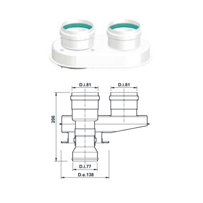 Адаптер для котла FERROLI Divatech D любой мощности, комплект (ADAPTdivatechD)