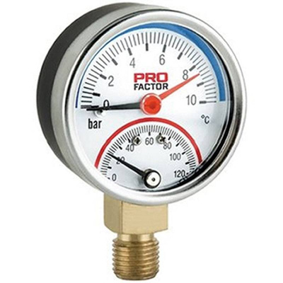 Термоманометр d63 мм, радиальный 6 бар; 0-120°C PROFactor (PF SG 872-6)